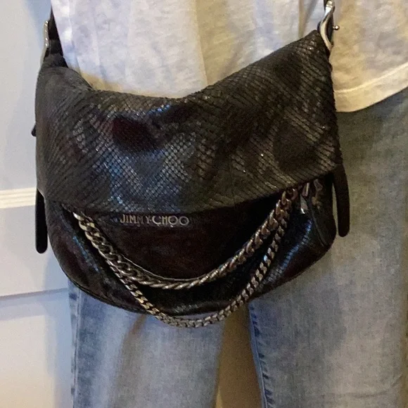Jimmy Choo Black Textured Shoulder Bag with Silver Chain
Crossbody - Picture 1 of 12